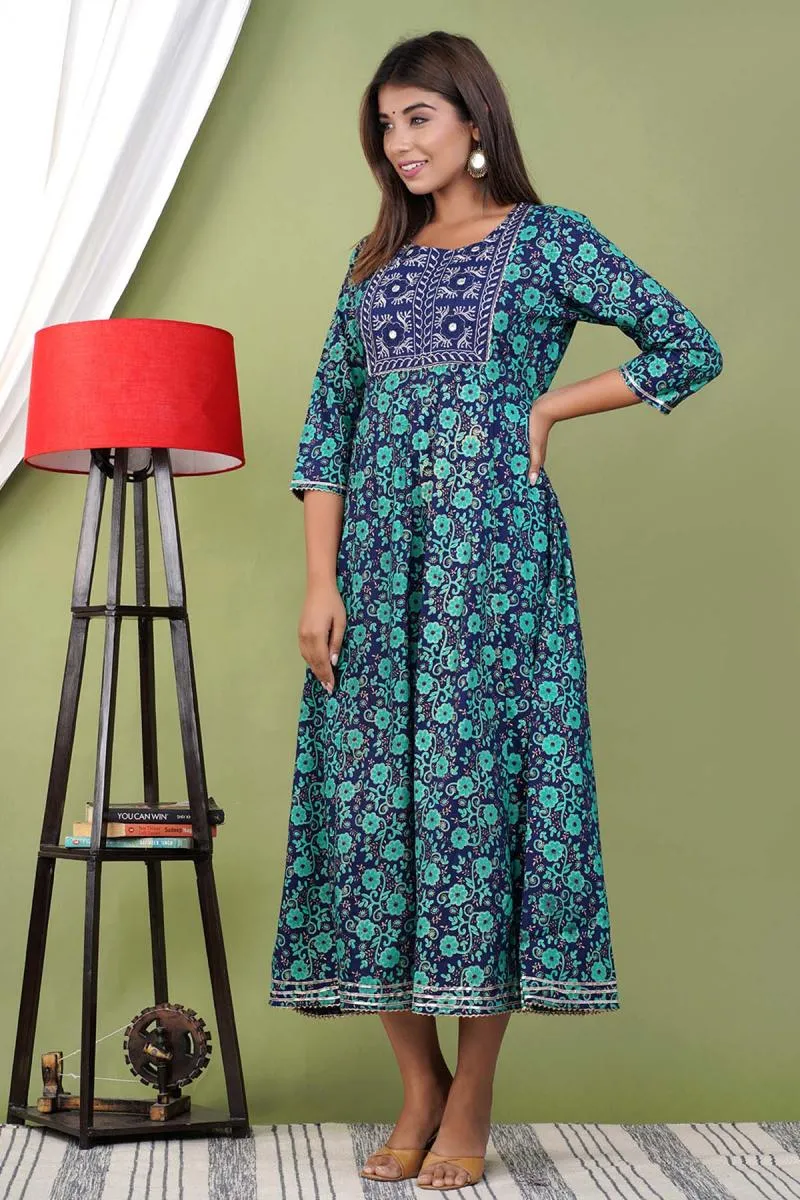 Cotton Rayon Printed Anarkali for Women
