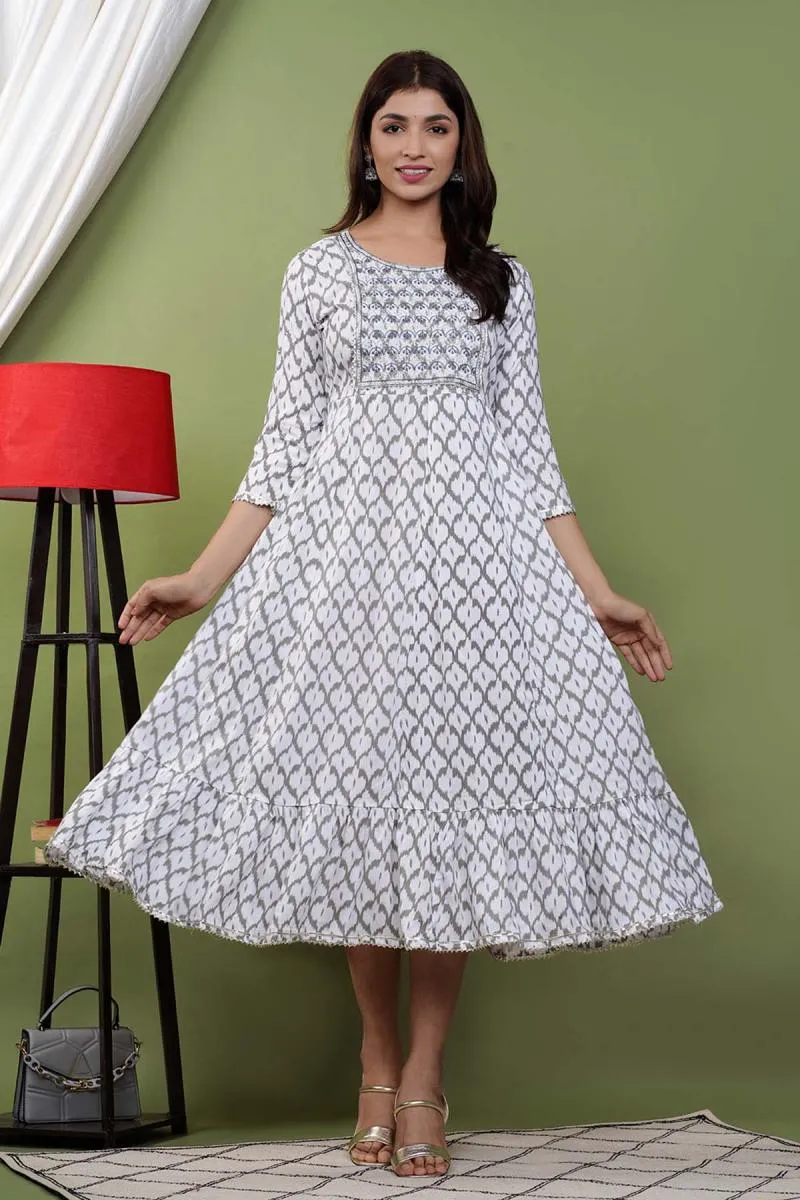 Cotton Rayon Embroidered Anarkali for Women