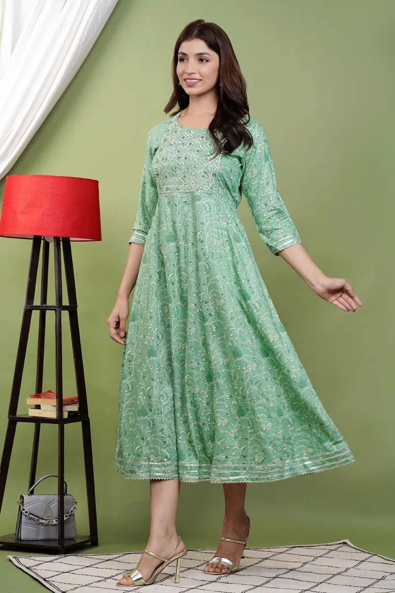 Cotton Rayon Embroidered  Anarkali for Women