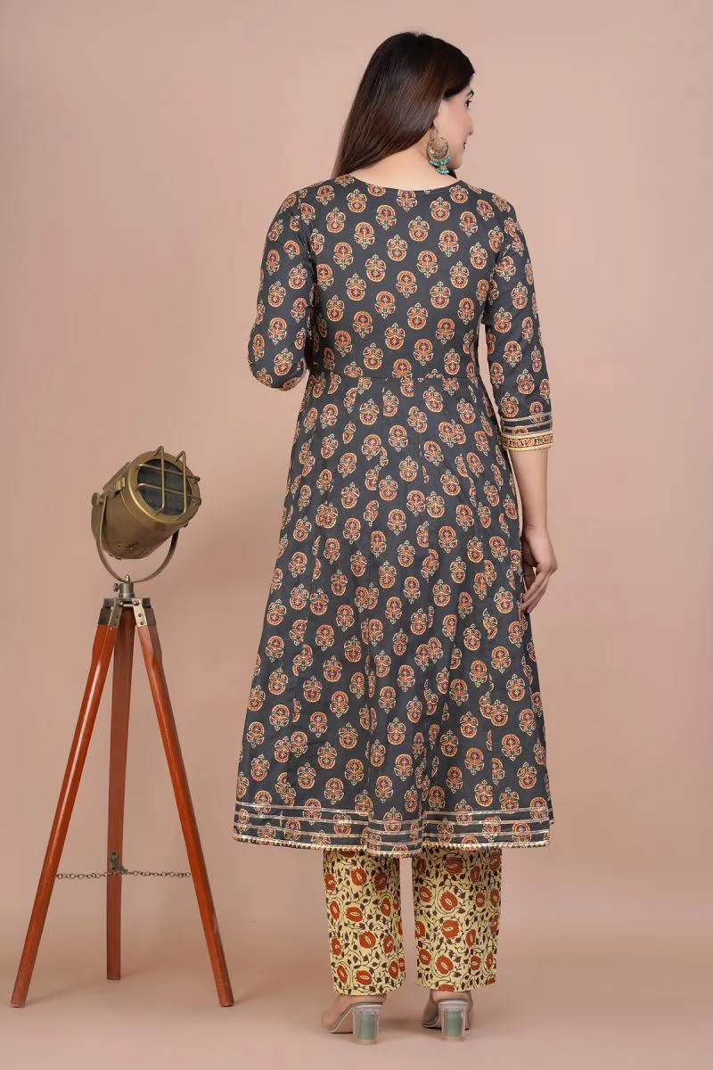 Cotton Printed Kurti with Palazzo & Dupatta Set for Women