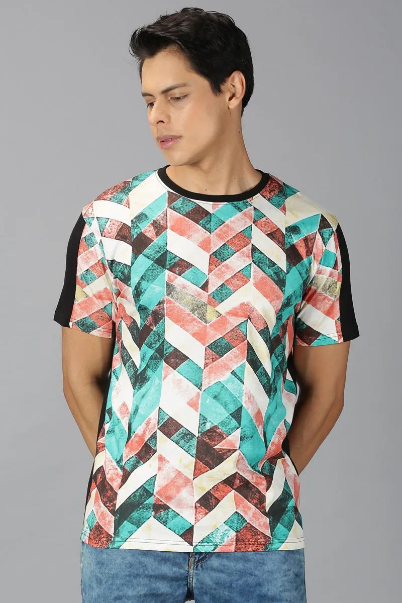 Men's Cotton Geometric Print T-shirt