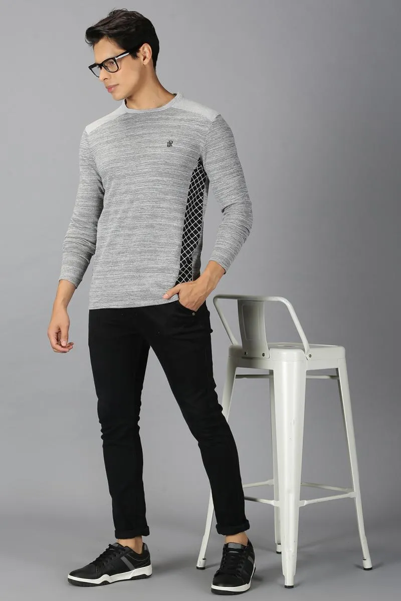 Cotton Self Design Casual T-shirt for Men