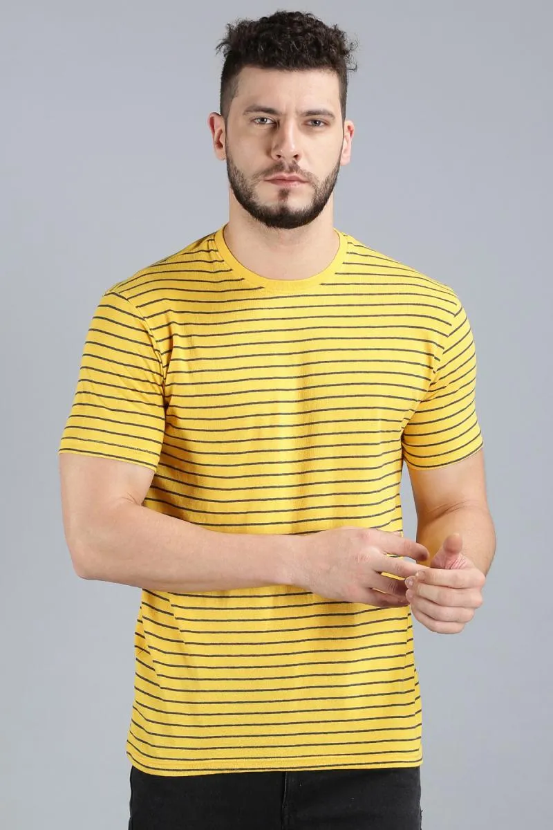 Men's Cotton Striped T-shirt 000385MYEL