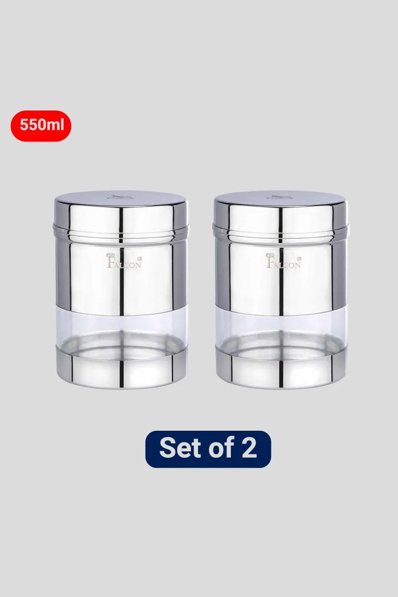 PddFalcon Stainless Steel Container, Set of 2 - 550 ml
