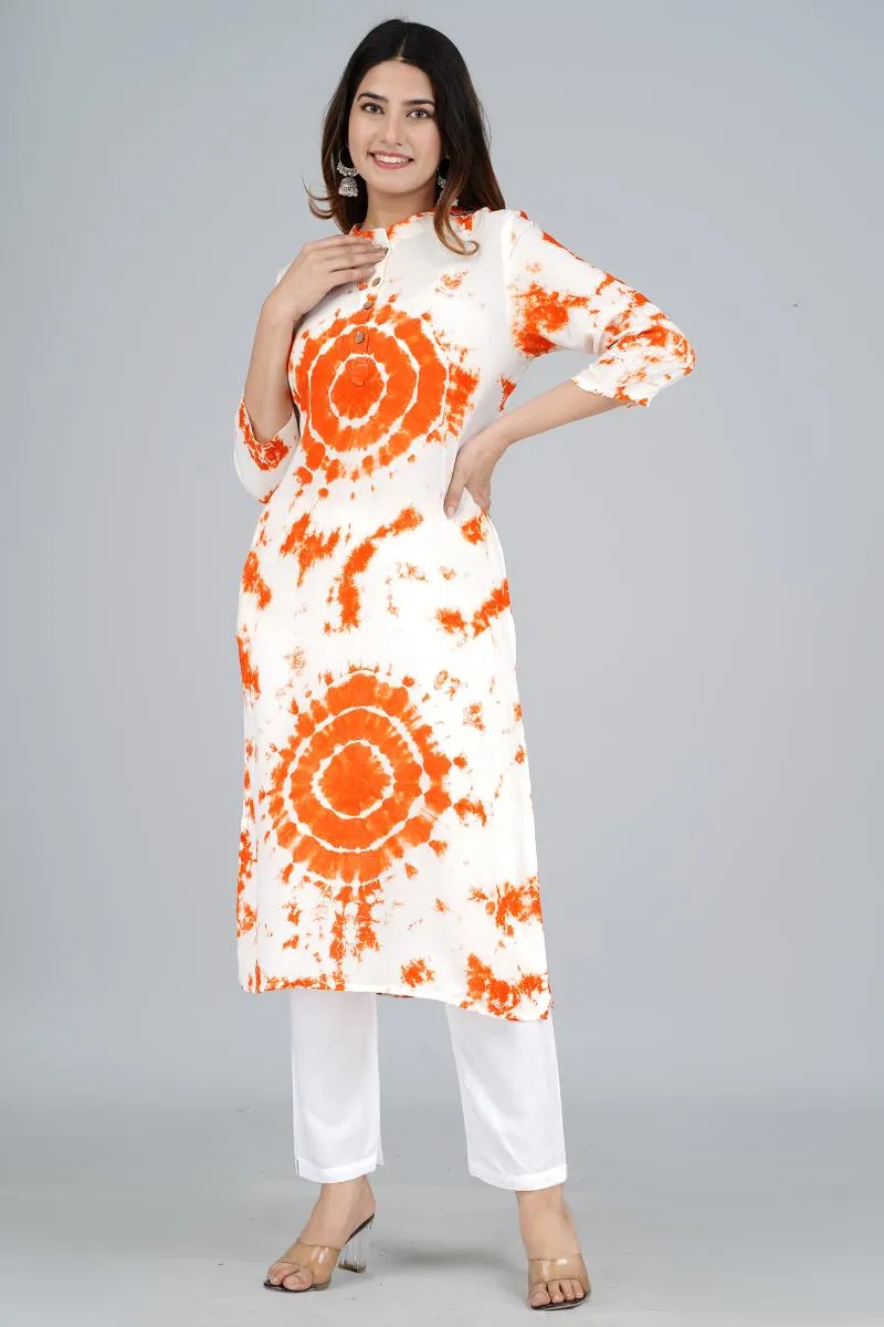 Rayon Tie & Dye Print Kurti for Women 000425XXLORA