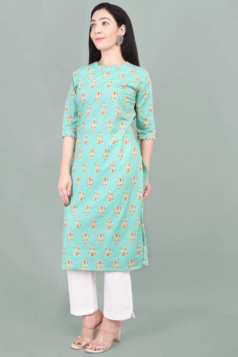 Cotton Floral Printed Kurti for Women 000633XL4TUR