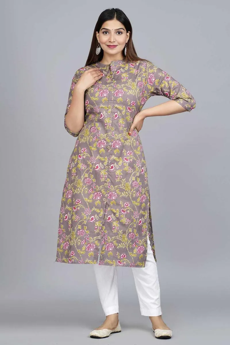 Cotton Floral Printed Kurti for Women