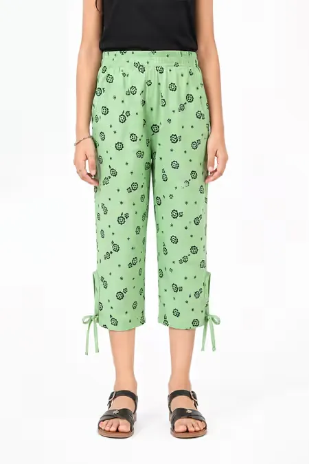 Girl's Cotton Printed Capri (3 - 9 Yrs) 000644DARGRE56YEA2