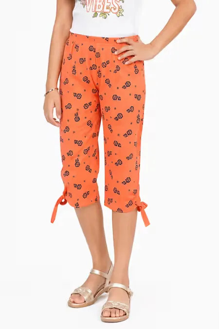 Girl's Cotton Printed Capri (3 - 9 Yrs) 000644ORA34YEA