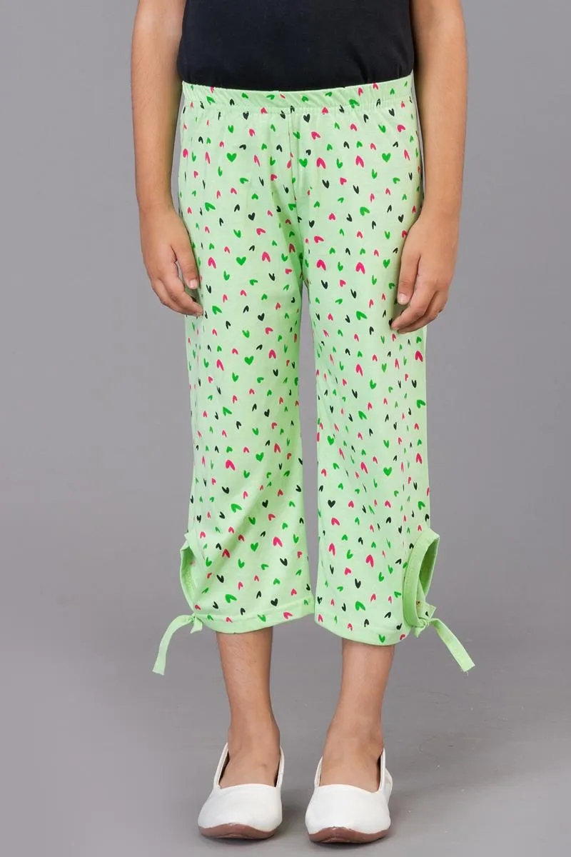Girl's Cotton Printed Capri (3 - 9 Yrs) 000647GRE78YEA