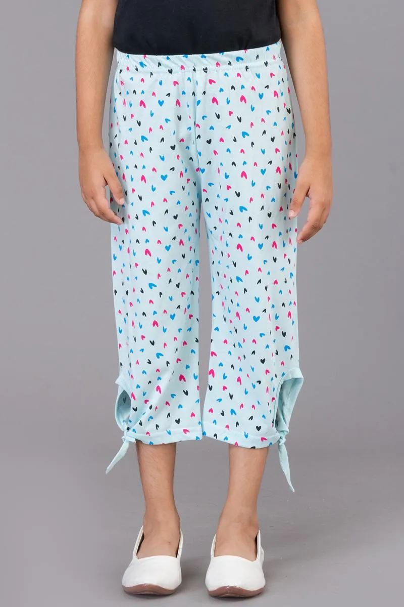 Girl's Cotton Printed Capri (3 - 9 Yrs) 000647SKYBLU89YEA