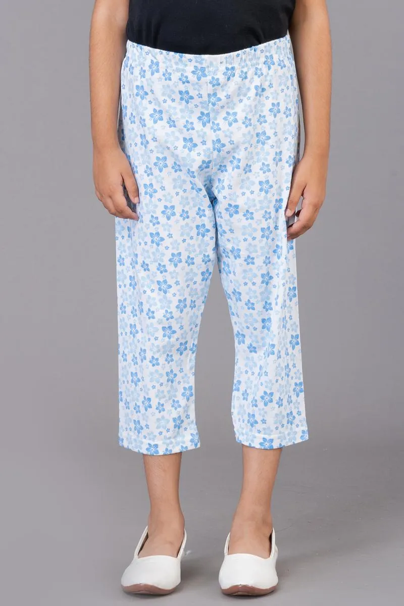 Girl's Cotton Printed Capri (3 - 9 Yrs) 000651SKYBLU67YEA