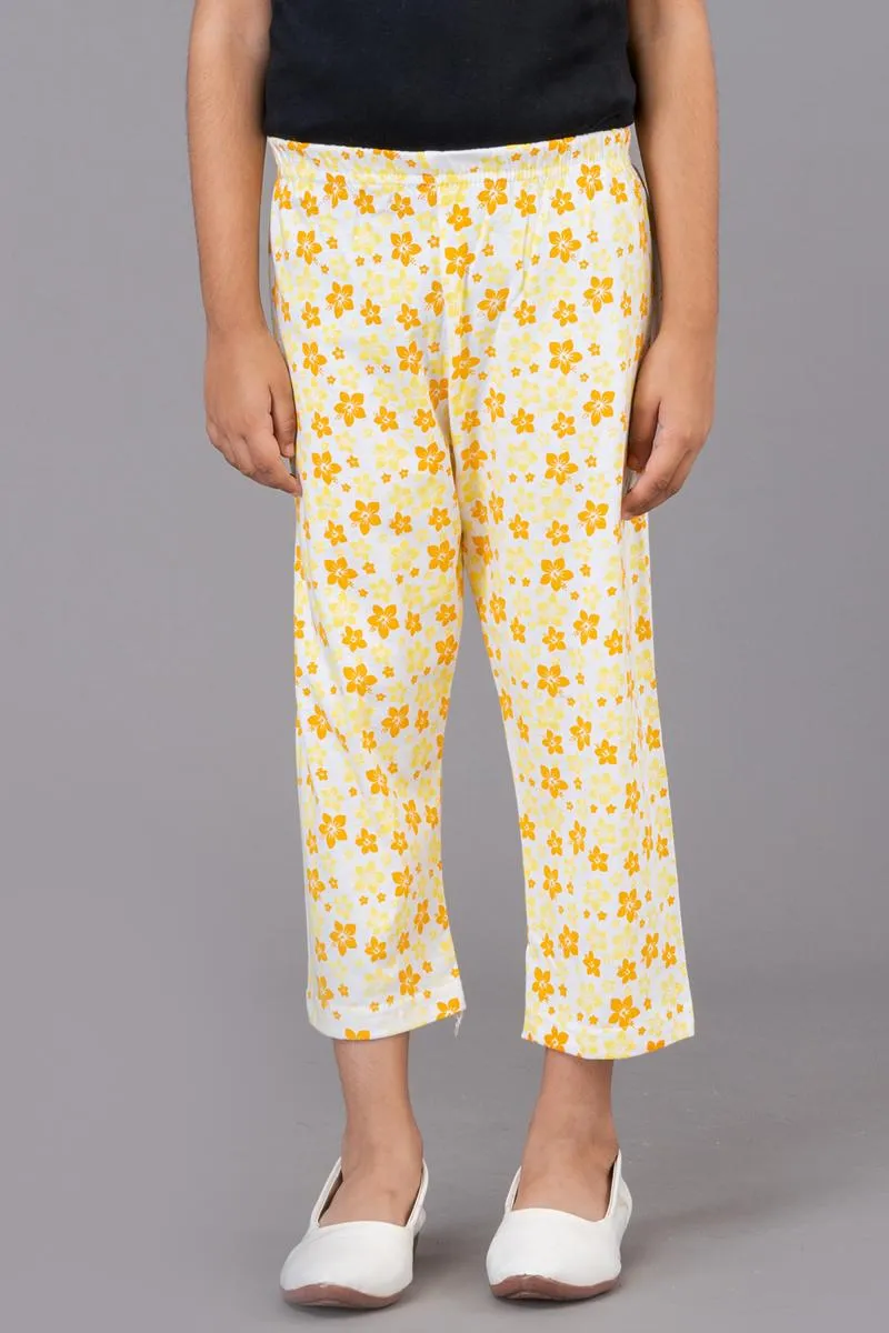 Girl's Cotton Printed Capri (3 - 9 Yrs) 000651YEL56YEA