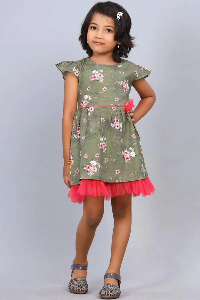 Girl's Cotton Rayon Printed Dress (5 - 8 Yrs)