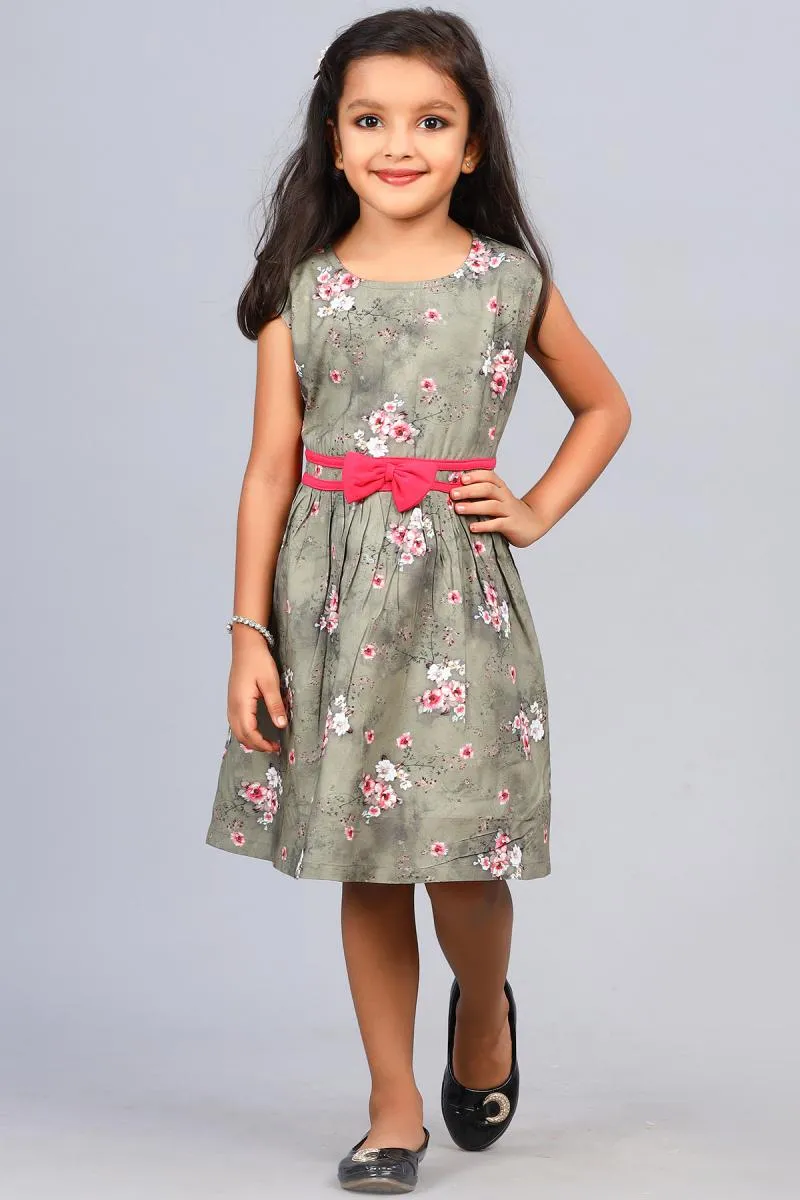 Girl's Cotton Rayon Printed Dress (5 - 8 Yrs)