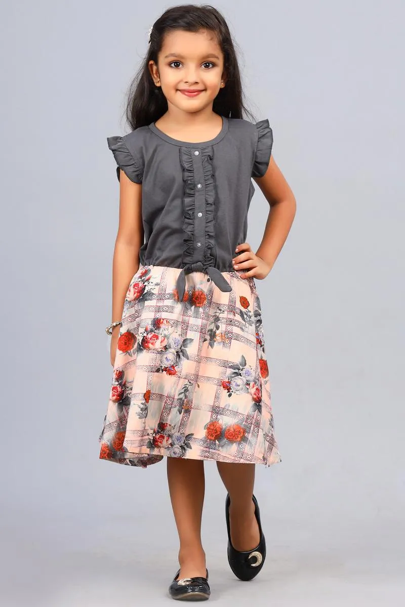 Girl's Cotton Rayon Printed Dress (3 - 5 Yrs) 000735PEA34YEA