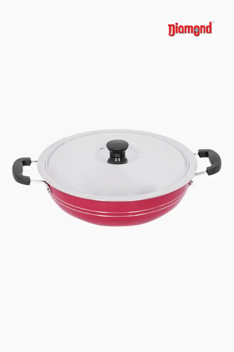 Diamond Nonstick Flat Kadai with Lid - 35.7 cm (1.5 Ltr)
