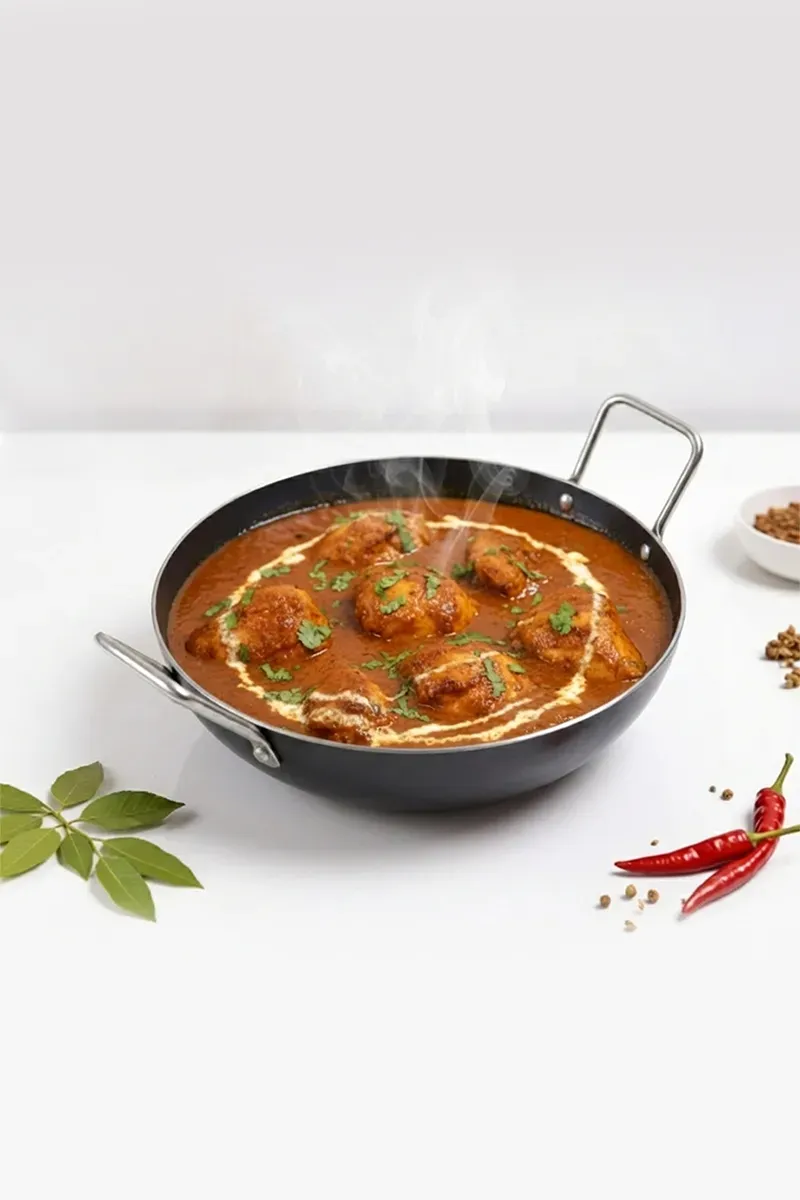 Bluevel 100% Pure Sheet Iron Kadai with Stainless Steel Handle, 10 Inch, 2L, Pre-Seasoned, Flat Base, Toxin-free, Naturally Nonstick, 0.88kg