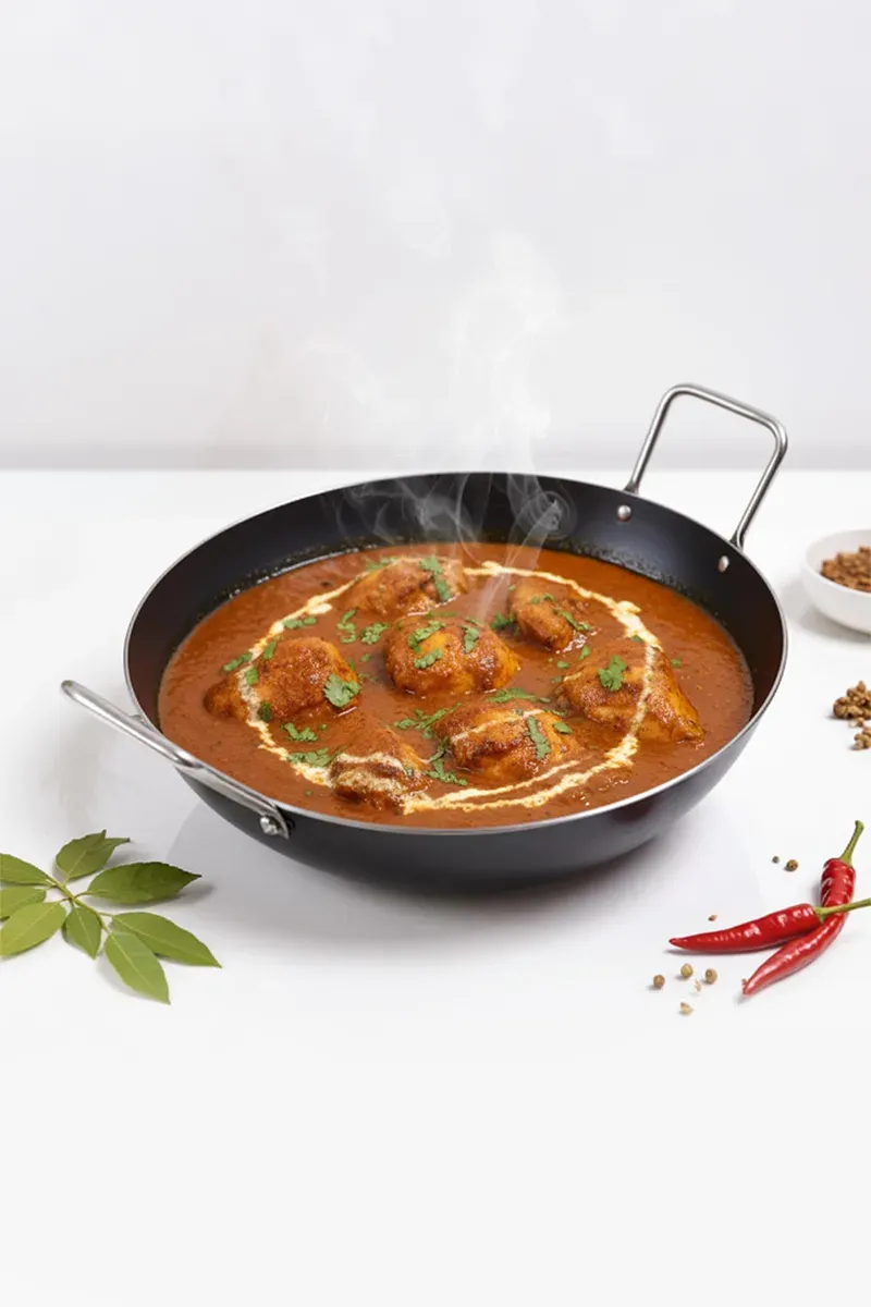 Bluevel 100% Pure Sheet Iron Kadai with Stainless Steel Handle, 12 Inch, 3.2L, Pre-Seasoned, Flat Base, Toxin-free, Naturally Nonstick, 1.3kg