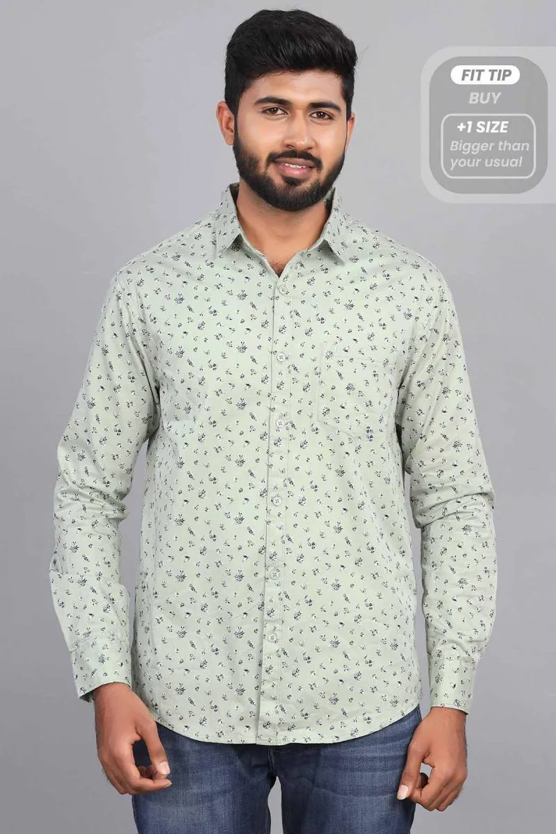 Cotton Floral Print Shirt for Men 000831LIGGRE46