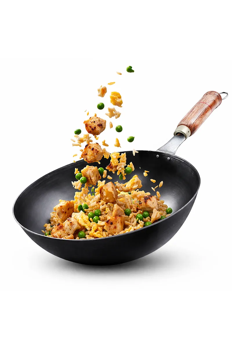 Bluevel 100% Pure Sheet Iron Wok with Wooden Handle, 10 Inch, 1.4L, Toxin-Free, Pre-Seasoned, Naturally Nonstick, 0.98kg