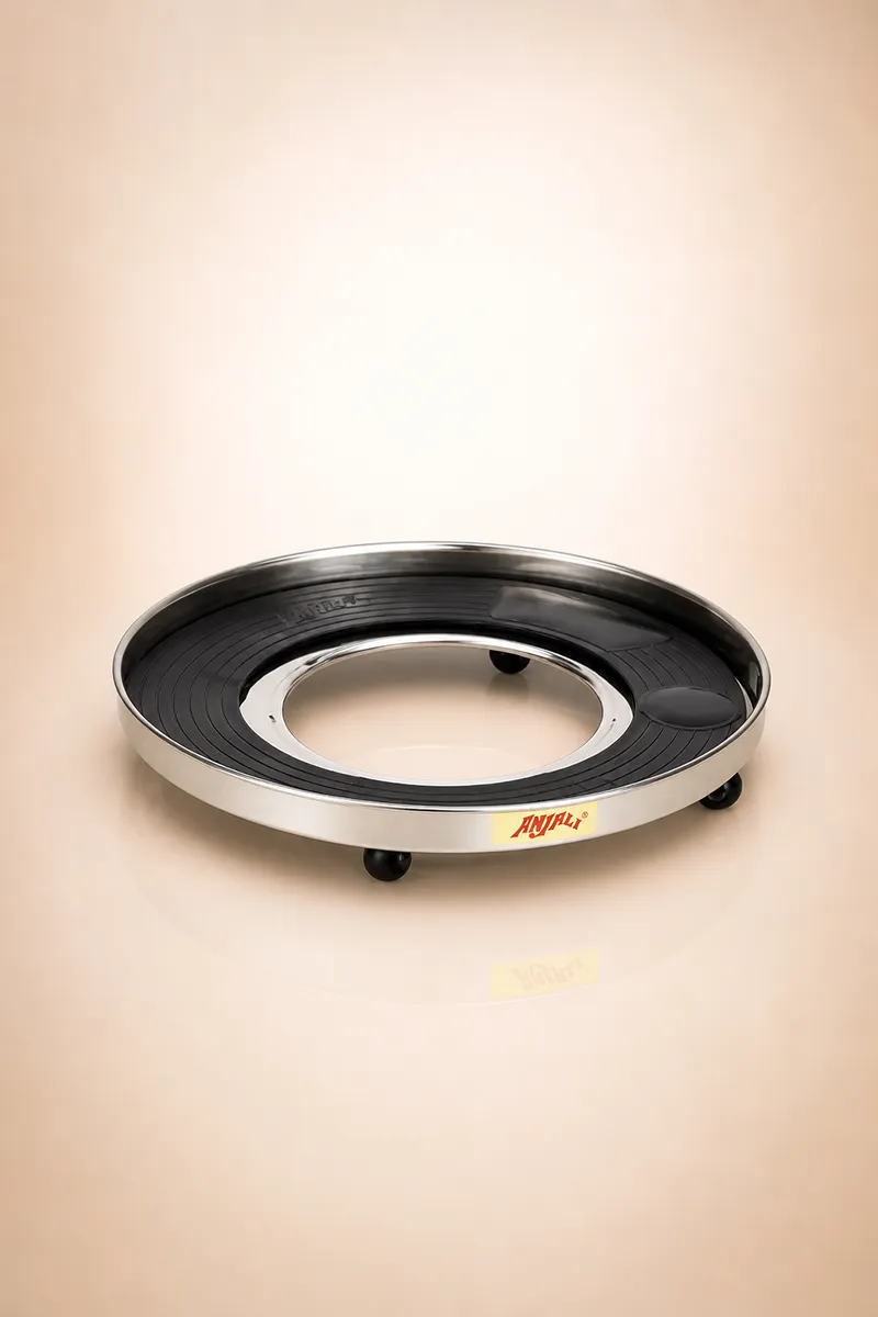 Anjali Stainless Steel Rubber Protected Gas Cylinder Trolley -  28cm
