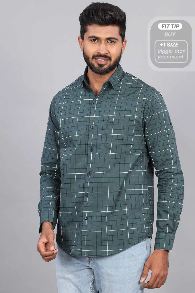 Cotton Checkered Shirt for Men 000882DARGRE40