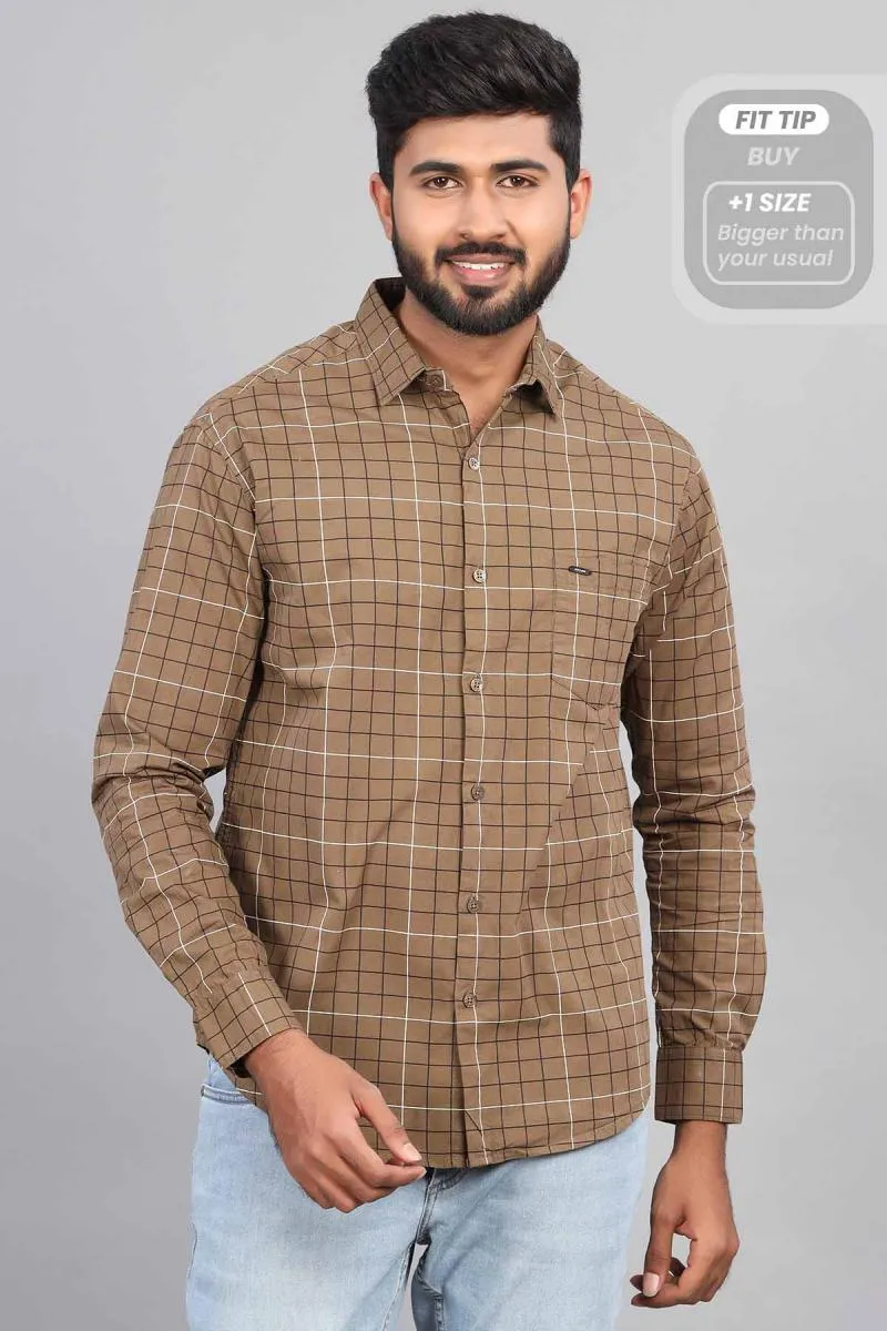 Cotton Checkered Shirt for Men 000884DARKHA44