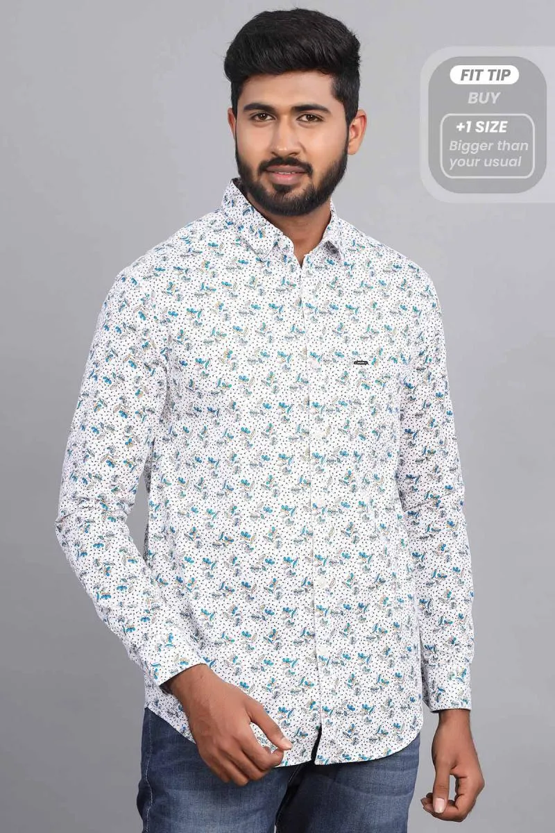 Cotton Floral Print Shirt for Men 
