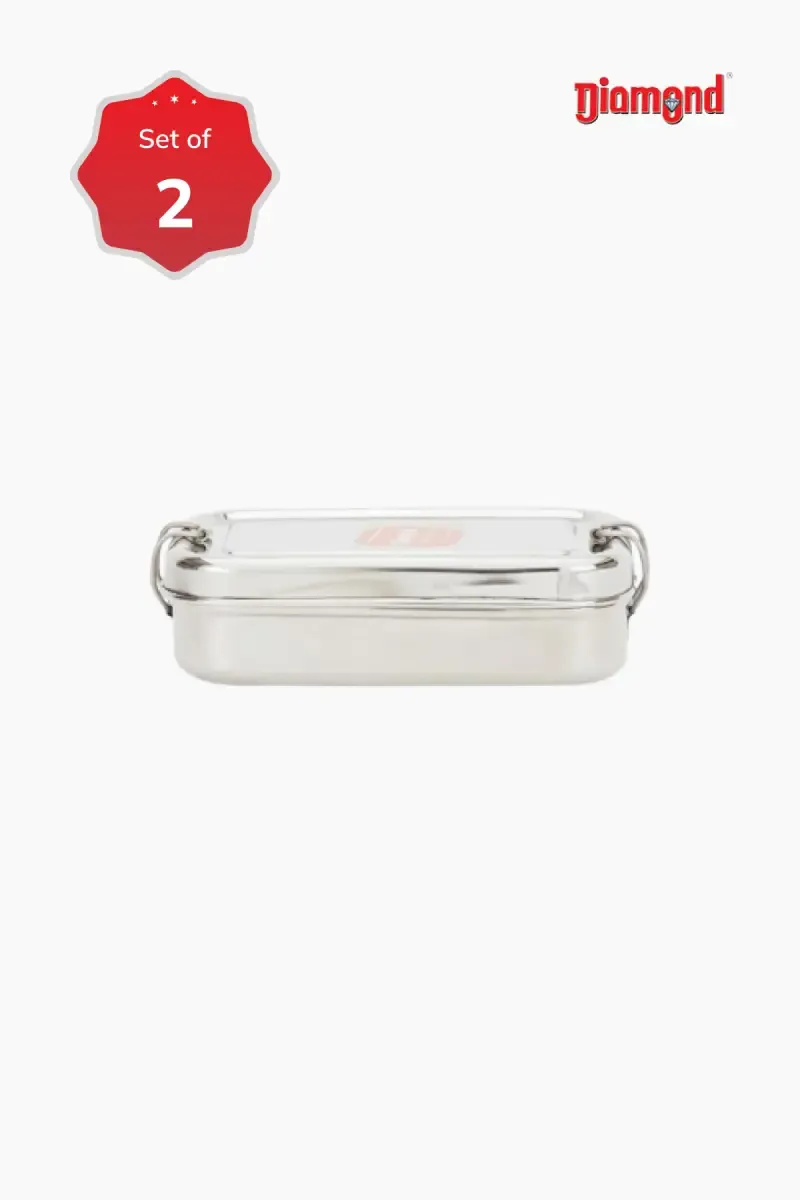 Diamond Stainless Steel Lunch Box with Mini Container - 650ml & 170ml