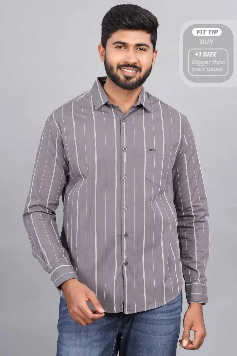 Striped Cotton Casual Shirt for Men 001024GRE38