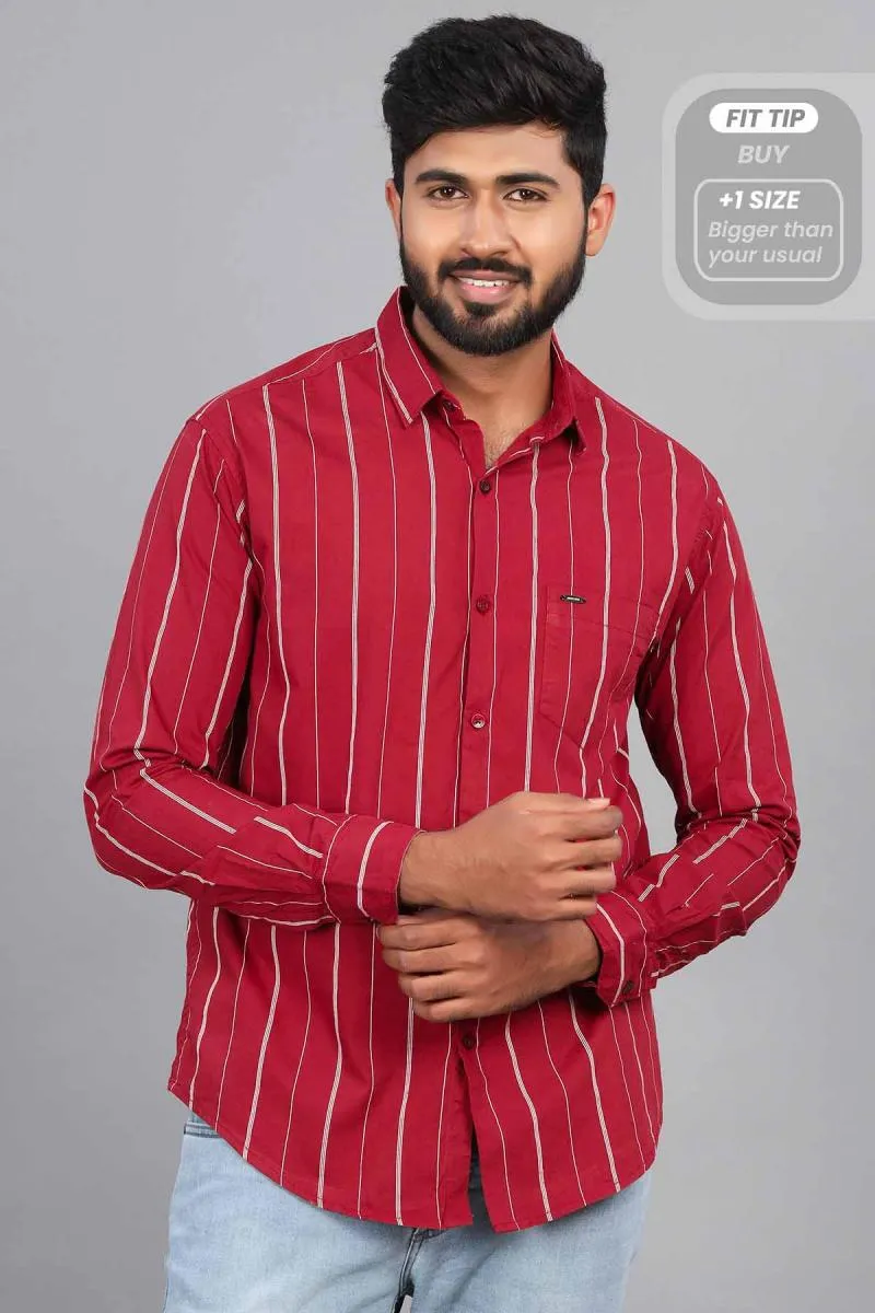 Men's Striped Cotton Slim Fit Shirt  001025MAR38