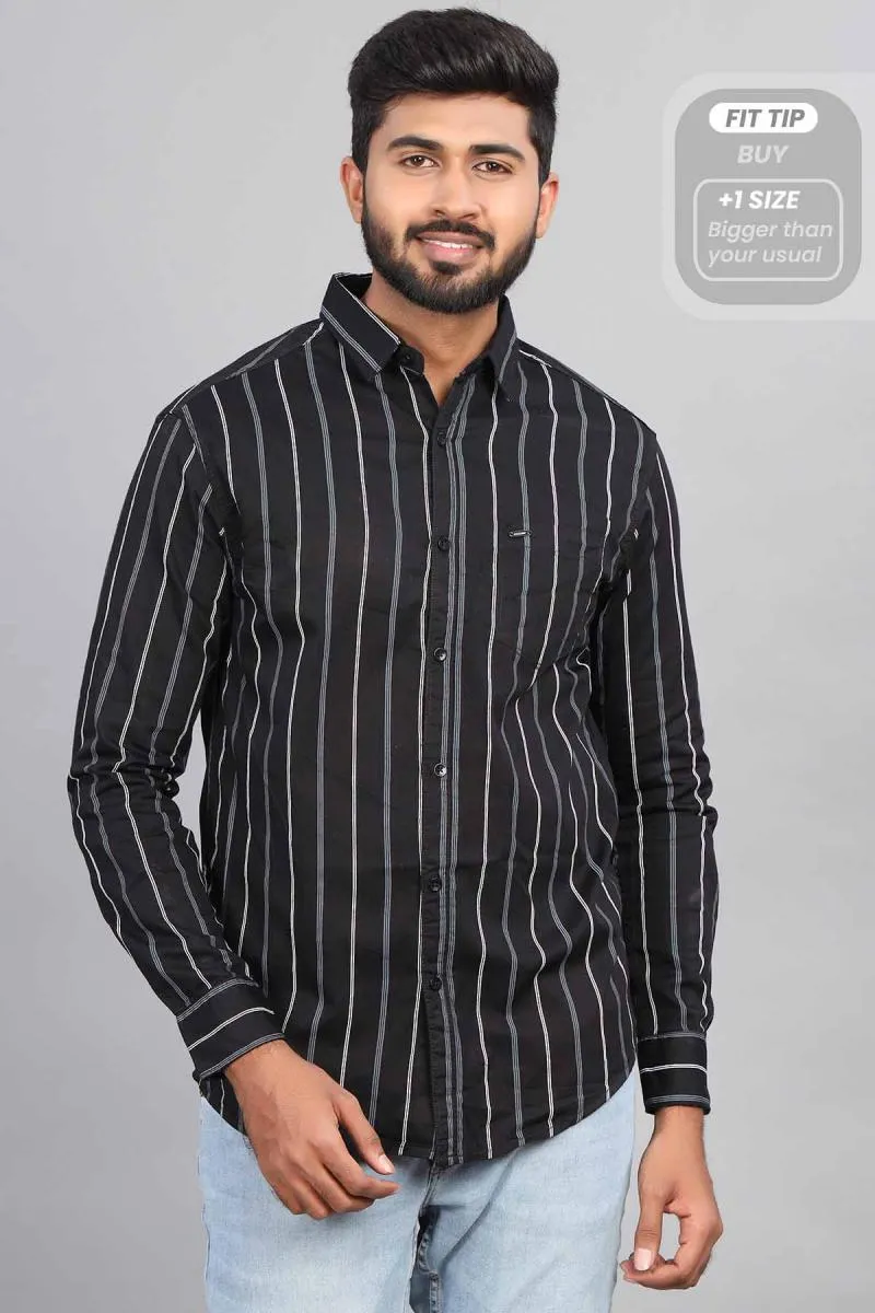 Striped Cotton Shirt for Men 001030BLA44