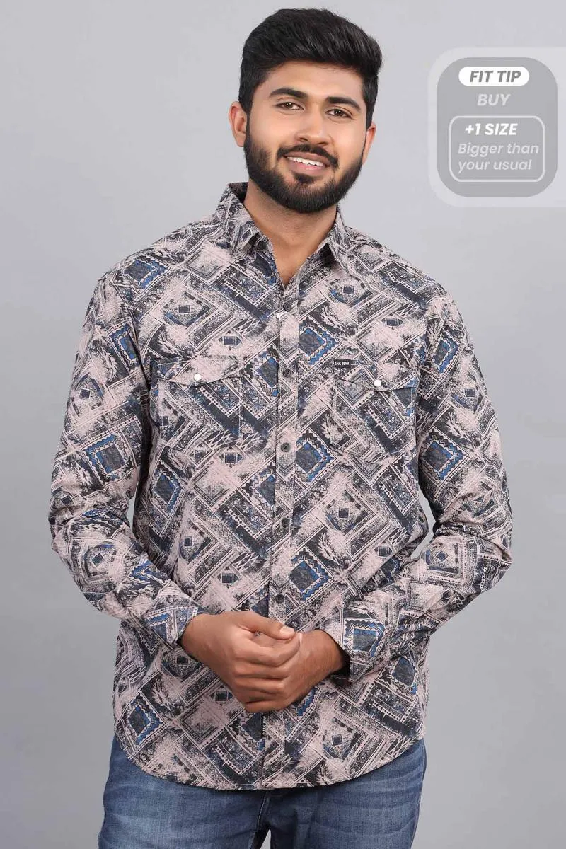 Men's Cotton Printed Shirt  001095BRO42