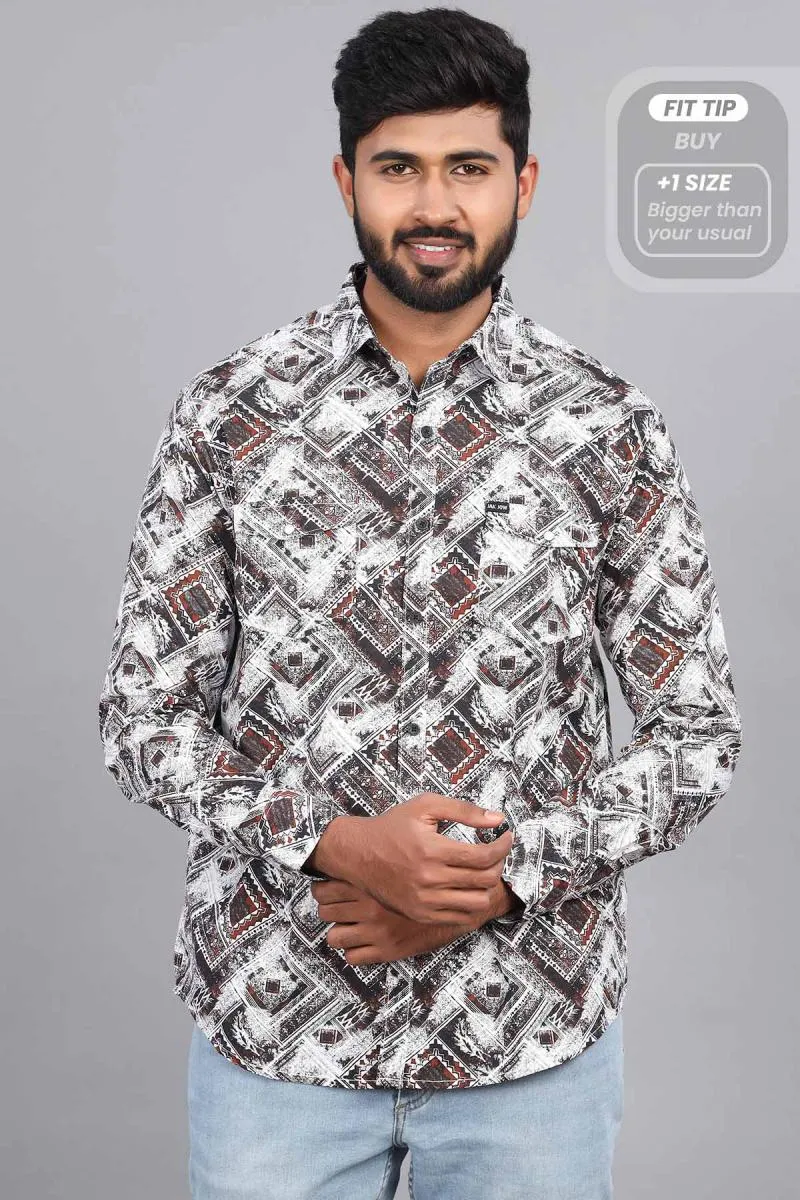 Abstract Print Casual Shirt for Men 001099WHI44