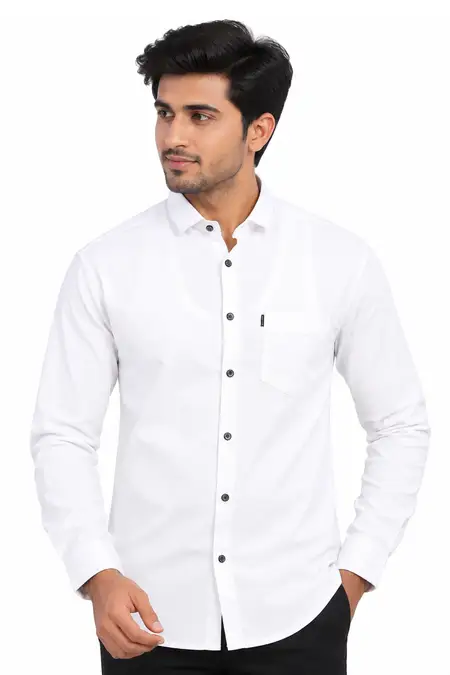 Men's Cotton Slim Fit Casual Shirt 001109WHI40