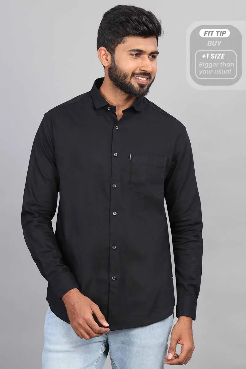 Cotton Solid Slim Fit Shirt for Men 001174BLA46