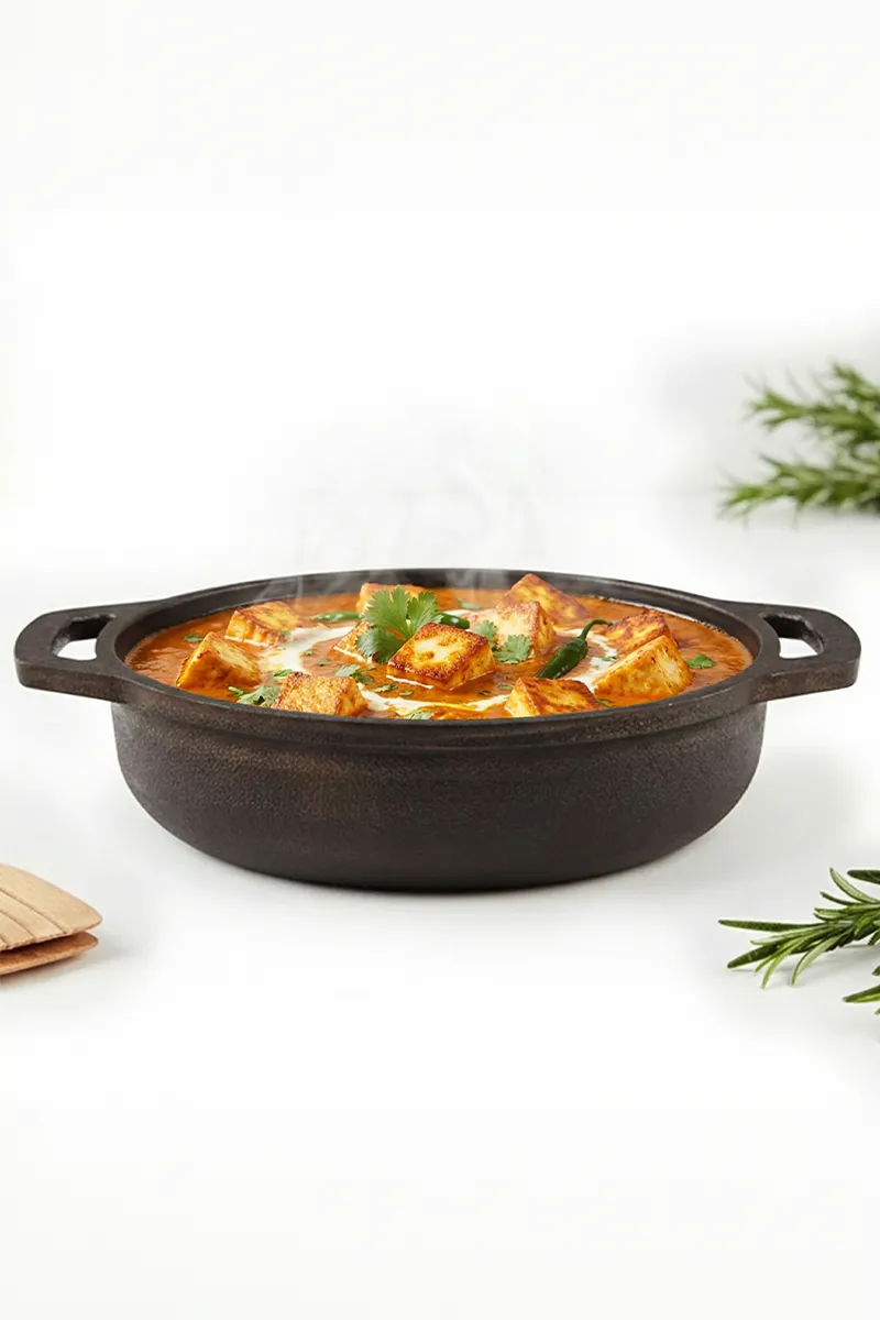 Bluevel Cast Iron Kadai, Flat Base, Pre-Seasoned, Nonstick, 100% Pure, Toxin-Free, Concave, 25cm, 2.5L, 2.67kg 001189BLA10INC