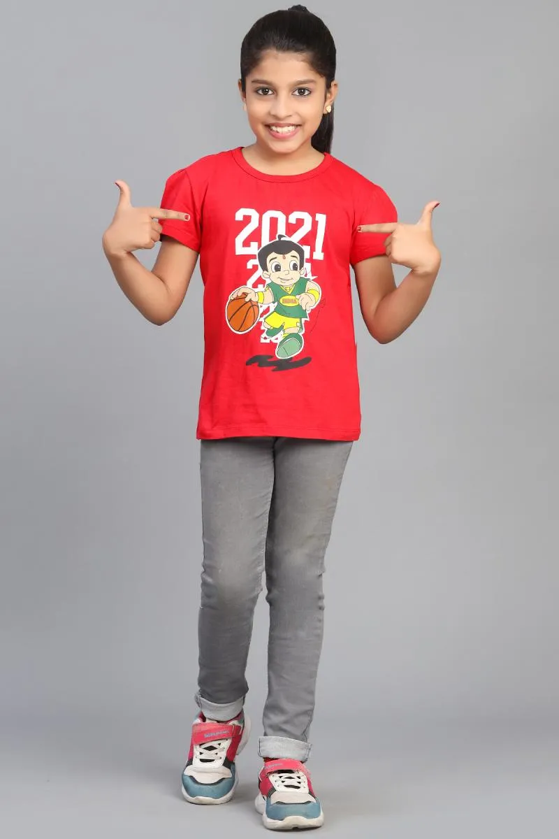 Pure Cotton Printed T-Shirt for Girl (3 - 12 Yrs)