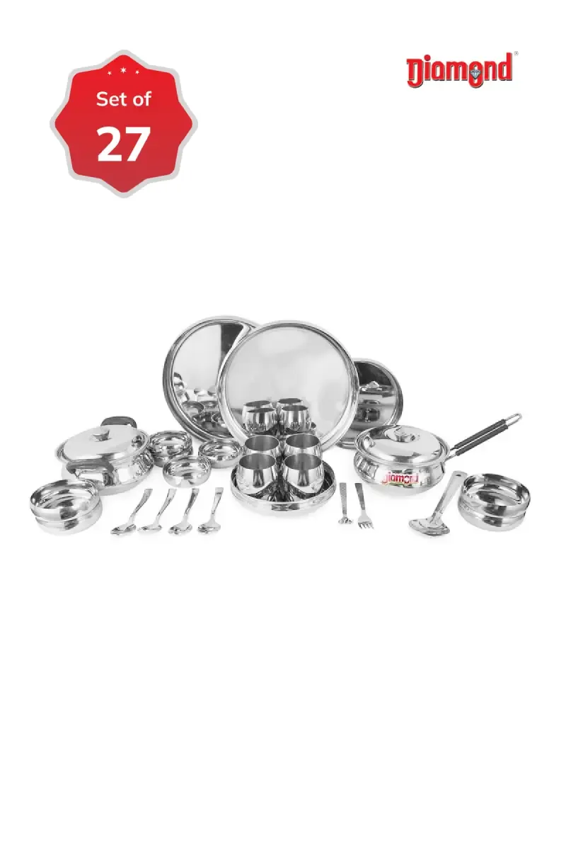 Diamond Stainless Steel Dinner Set - 27 Pcs