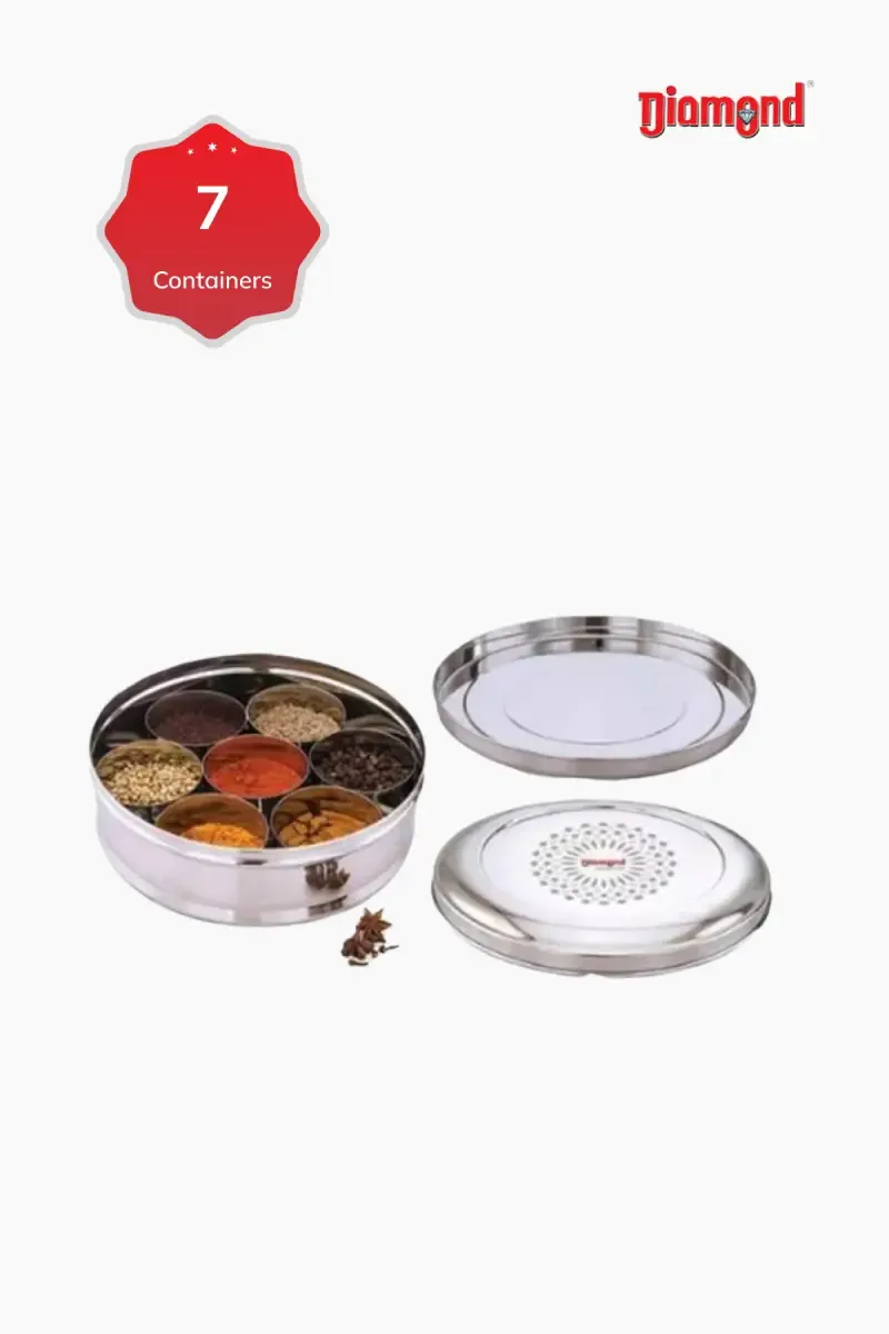 Diamond Stainless Steel Masala Box with 7 Containers - 100 gm (Each)