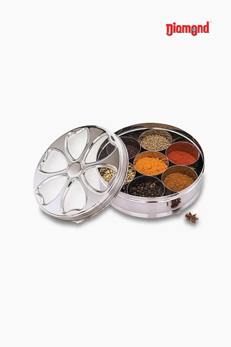 Diamond Stainless Steel Masala Box with 7 Containers - 100 gm (Each)