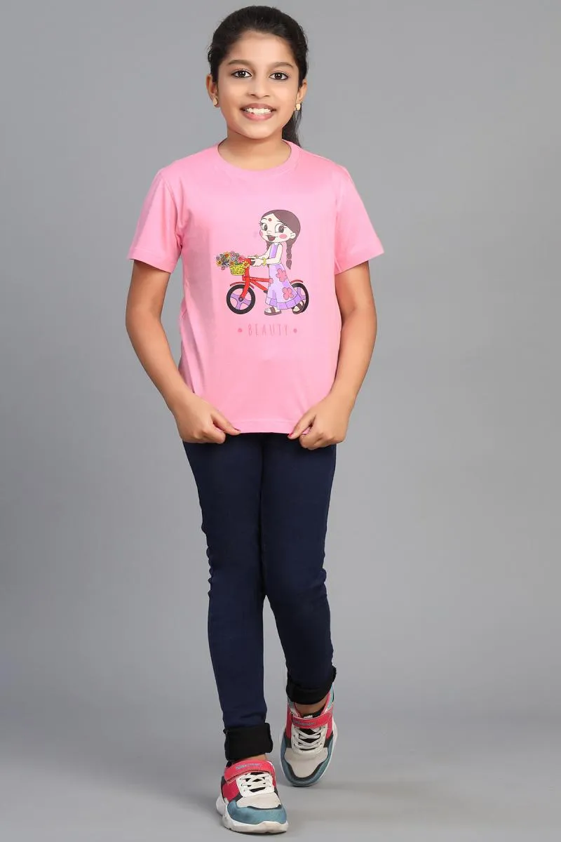 Pure Cotton Printed T-Shirt for Girl (3 - 12 Yrs)