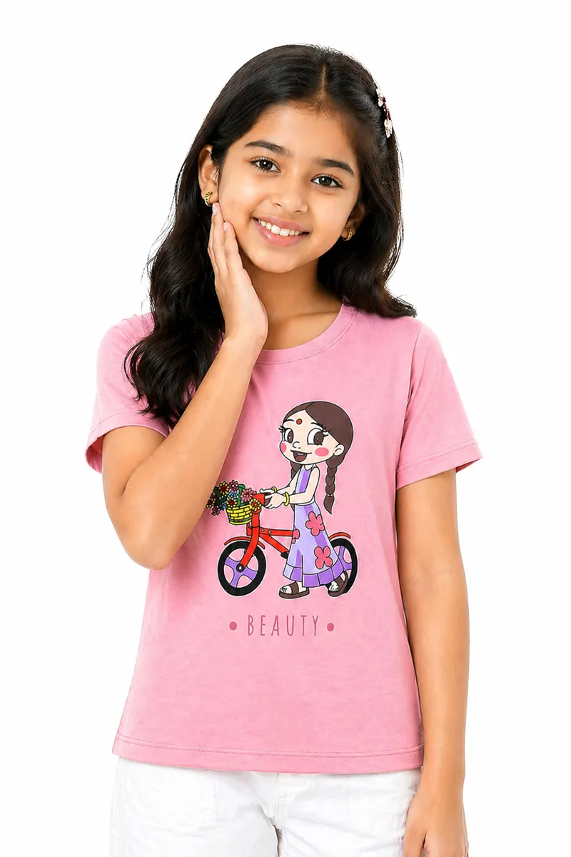 Pure Cotton Printed T-Shirt for Girl (3 - 12 Yrs)