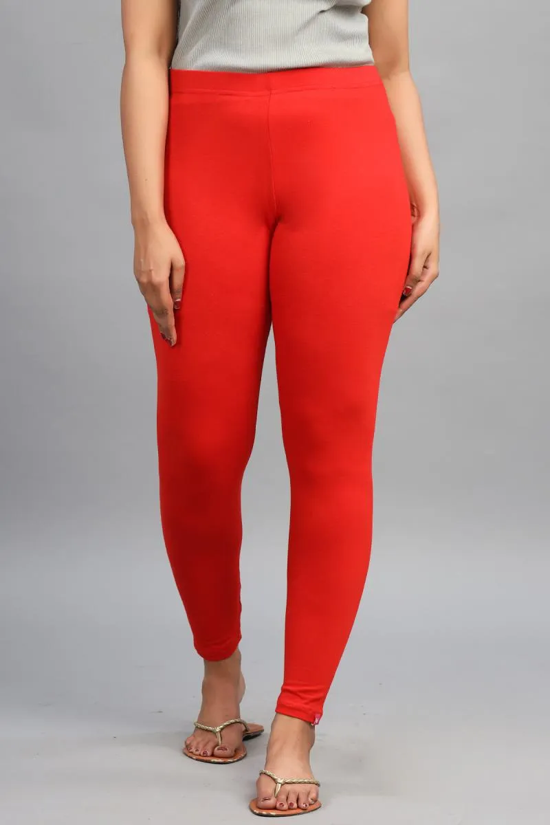Cotton Lycra Blend Ankle Length Leggings for Women