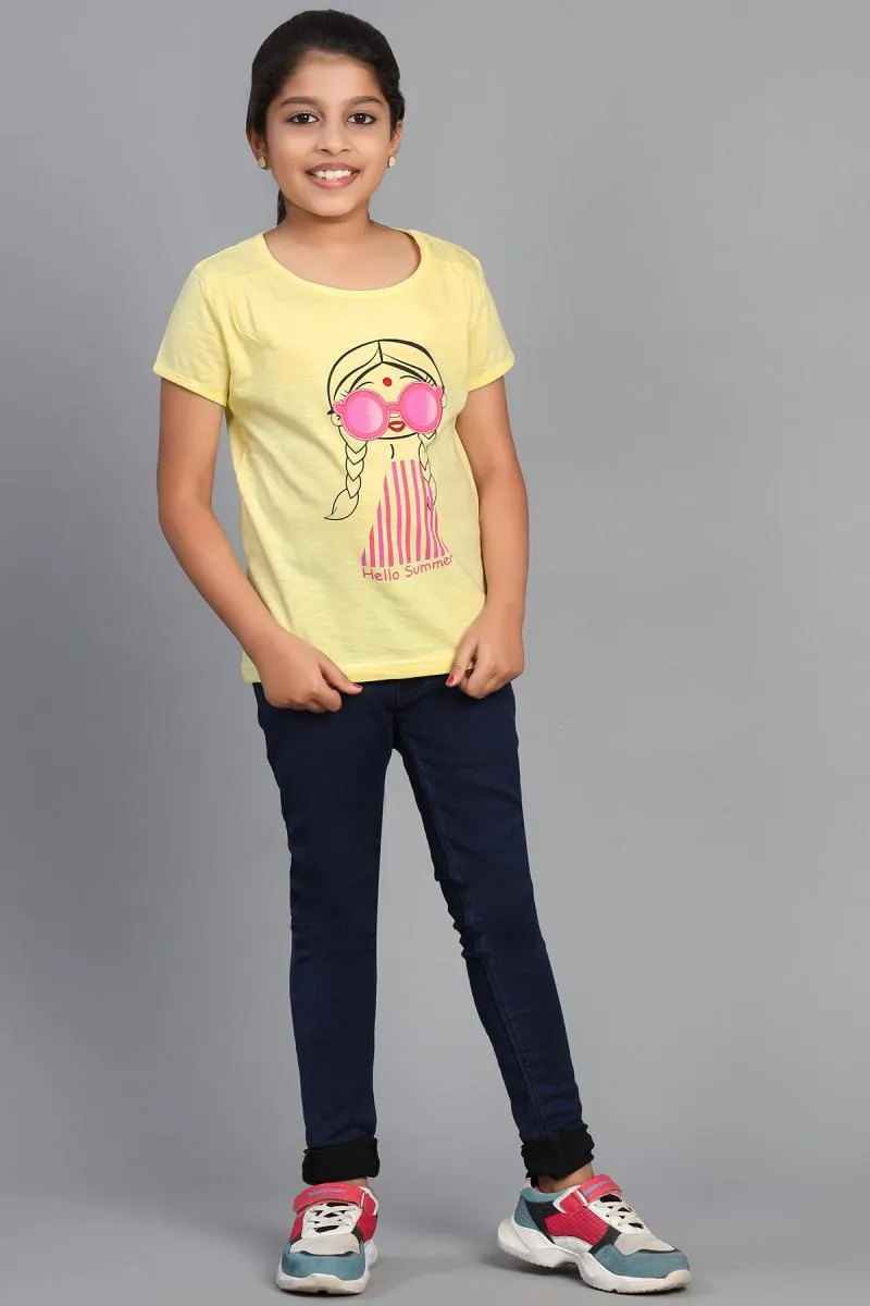 Pure Cotton Printed T-Shirt for Girl (3 - 12 Yrs)