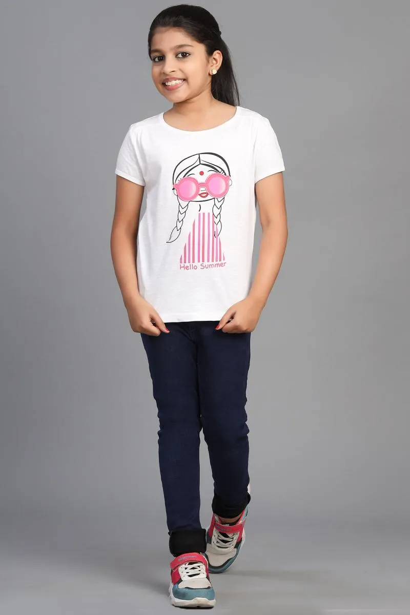 Pure Cotton Printed T-Shirt Girl (3 - 12 Yrs) 00133434YRSWHI