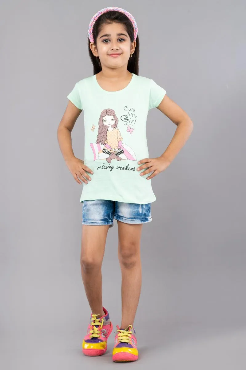 Pure Cotton Printed T-Shirt for Girl (3 - 8 Yrs)