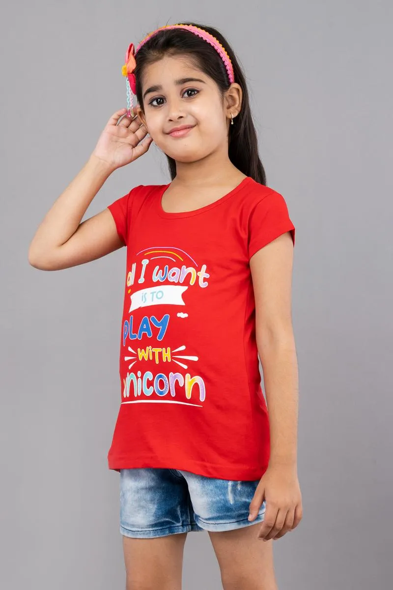 Pure Cotton Printed T-Shirt for Girl (3 - 8 Yrs)