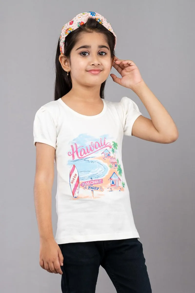 Pure Cotton Printed T-Shirt for Girl (3 - 8 Yrs)